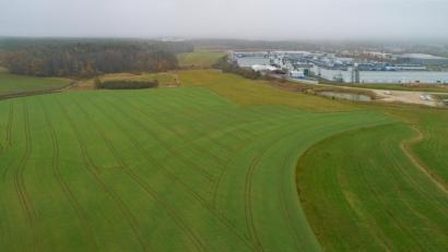 Bild: Thilo Hierstetter
Rund 300 Meter westlich der Niederlassung soll auf der jetzigen landwirtschaftlichen Fläche die neue PV-Anlage entstehen.