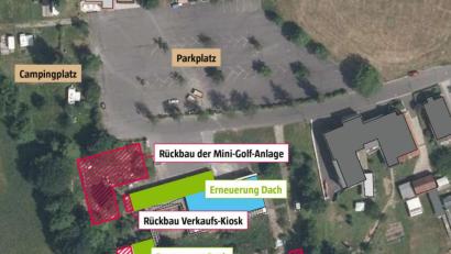 Bild: Architekturbüro Haimerl/exb
So soll der Rückbau des Freibads nach einer Beilage in der Sitzungsvorlage aussehen.