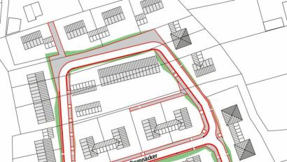 Grafik: Ingenieurbüro Götz/exb
Das Baugebiet "Brunnäcker" am Ortsausgang in Richtung Kemnath soll in einem zweiten Bauabschnitt in nördlicher Richtung erweitert werden.