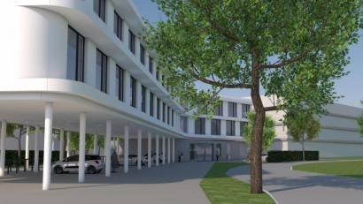 Grafik: Architekturbüro Robert Würschinger
Der geplante Anbau auf der Ostseite des Kepler-Gymnasiums.