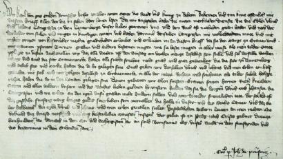 Repro: info@museum-grafenwoehr.de
Kaiser Karl IV verlieh Grafenwöhr 1361 die Nürnberger Stadtrechte, die in der Urkunde bezeugt sind.