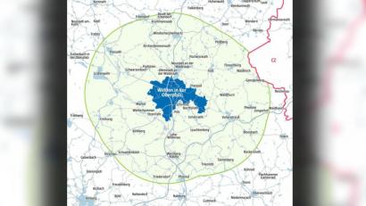 Grafik: gld
Seit 11. Januar gilt für Landkreise und Städte mit einer 7-Tage-Inzidenz von über 200 ein Bewegungsradius von 15 Kilometern: Hier am Beispiel von Weiden in der Oberpfalz.