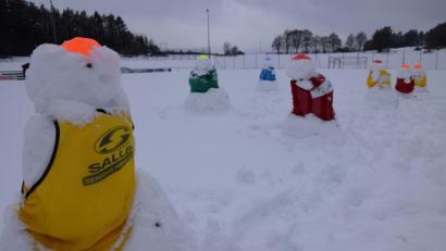 Bild: bö
Diese Schneemänner sind derzeit auf dem Sportgelände des TuS Kastl zu sehen.