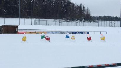 Bild: Privat/exb
Schneemänner mit Trikot auf dem Fußballplatz, wie hier beim TuS Kastl: Mehr geht momentan nicht, Training im Freien ist vor Mitte Februar nicht möglich.