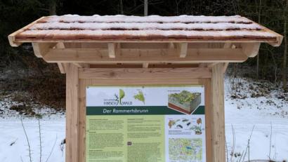 Bild: Isabel Lautenschlager
Eine neue Tafel informiert über den Rammertsbrunn im Naturpark Hirschwald.