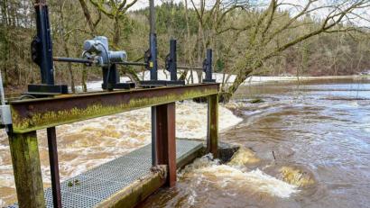 Bild: sds
Die starken Schneefälle und die anschließende Tauwetterphase mit kräftigen Regenfällen ließen den Wasserspiegel der Fichtelnaab stark ansteigen, so dass das Wehr beim Hammerschloss in Grötschenreuth die großen Wassermassen kaum mehr bewältigen konnte und die Naab in seiner ganzen Länge über die Ufer trat.