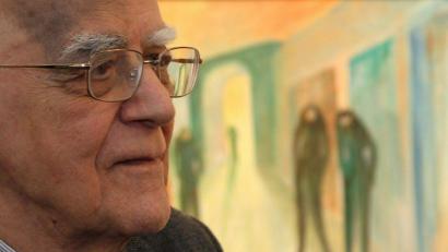 Archivbild: nm
Vittore Bocchetta bei der Eröffnung einer Ausstellung mit seinen Werken in der KZ-Gedenkstätte Flossenbürg, die ihm ein ehrendes Gedenken bewahrt.