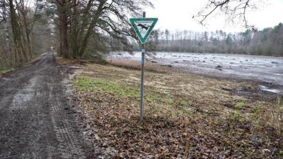 Bild: bkr
Eine Lehmschicht auf der flachen Zone des Mönchs soll künftig die Biber abhalten Gräben und Röhren anzulegen.