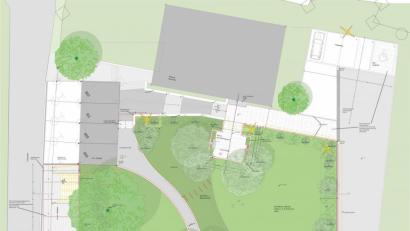 Grafik: Kuchenreuther Architekten Stadtplaner/exb
So soll die Freianlage an der ehemaligen alten Schule am Rathaus nach den Planungen des Architekturbüros Kuchenreuther aus Marktredwitz aussehen.