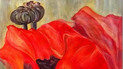Bild: hka
Leuchtend roter Mohn mit Acryl auf Leinwand gemalt ist das Bild, mit dem Emma Niklas ihre Kunst vorstellt.