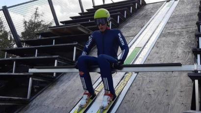 Bild: Paul/privat
Emil Paul vor einem Trainingssprung in Bischofsgrün.