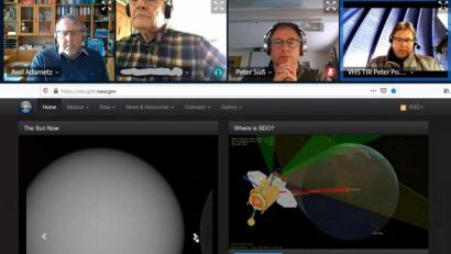 Screenshot: Sternwarte Tirschenreuth/exb
Einige Teilnehmer beim Beobachten der Sonne.