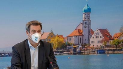 Bild: Peter Kneffel
Markus Söder (CSU) nimmt am bayerischen Corona-Impfgipfel teil, die als Videokonferenz geführt wird.