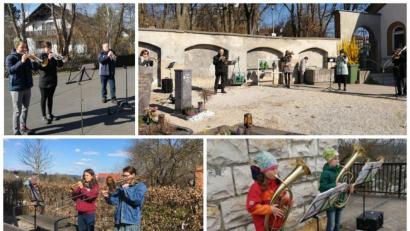Bildmontage: Michael Uebler/exb
In Kleingruppen meldet sich der Posaunenchor der Christuskirche aus dem Lockdown zurück.