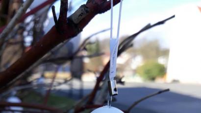 Bild: lep
Die Oster-Basteltüten-Aktion der Jugendbeauftragten Tanja Gross wurde super angenommen. Die dabei entstandenen Kunstwerke sind nun am Strauch vor dem Rathaus zu bewundern.