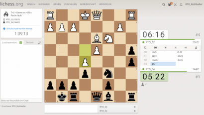 Screenshot: Frank Rothballer/exb
Über die Internetplattform "Lichess" trug die Realschule Kemnath ihr erstes digitales Schachturnier aus. Zuvor wurde im Sportunterricht das Schachspielen geübt.