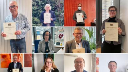Bildmontage: Boehm I Agentur für Regionalmarketing/exb
Die Geehrten der Sparkasse Amberg Sulzbach für 25 und 40 Dienstjahre.