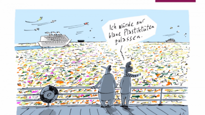 Bild: Misereor
Karikatur auf dem Ausstellungsplakat der Misereor-Ausstellung "Glänzende Aussichten".