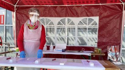 Bild: Heike Übler/exb
Seit Montag gibt es eine Teststation am Kaufland in Amberg.