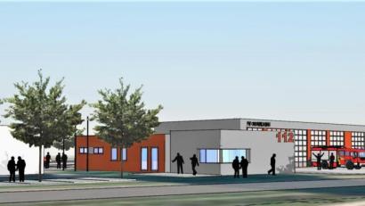 Grafik: Architekturbüro Josef Schöberl/exb
Das neue Feuerwehrhaus Oberwildenau zeigt sich als modernes Funktionsgebäude. So wird das Feuerwehrhaus von der Kreisstraße NEW 21 aus präsentieren: