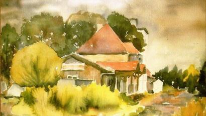 Bild: hev
Der Eschenbacher Bahnhof, Aquarell von Elke Schulz, aus den 1980er- Jahren