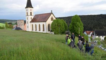 Bild: bnr
In einer sehr exponierten Lage oberhalb der Pfarrkirche und der Versöhnungskapelle soll das neue Baugebiet entstehen. Vor Ort machte sich der Gemeinderat ein Bild.