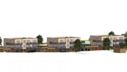 Grafik: Bauunternehmen Ehrenreich/Quelle: Stadt Nabburg
So soll die Wohnanlage an der Krankenhausstraße laut neuer Planung aussehen (Südansicht).