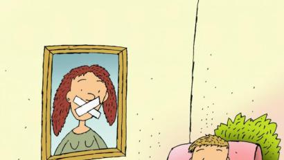 Repro: eib
"František ist in Quarantäne", heißt diese Karikatur von Vladimir Líbal. Zeichnungen um die Auswüchse der Pandemie prägen die Sommerausstellung im CeBB.