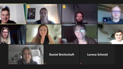 Bild: Jakob Berg/exb 
Beim Onlinestammtisch der Jusos im Unterbezirk Schwandorf/Cham war Polina Gordienko (zweite Reihe, Zweite von links) zu Gast.