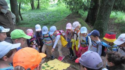 Bild: Kindergarten St. Rita/exb
Viel Wissenswertes erfuhren die Mädchen und Jungen des Falkenberger Kindergartens St. Rita bei der Tour mit den Naturpark-Rangern.