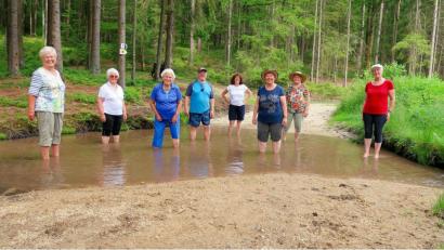 Bild: bsc
Eine besondere Sportstunde hielt die Seniorensportgruppe des BRK am Steinwaldbach. Übungsleiterin Zita Schuster (Vierte von rechts) gestaltete auf Anregung von Gerhard Meiler (Vierter von links) eine Kneippveranstaltung, die große Freude machte.