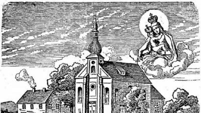 Bild: exb
Die Kirche in Premenreuth: Die unter Desreumaux ab März 1800 bis Ende 1801 erbaute Kirche, ermöglicht durch die Spenden der Pilger und Pfarrkinder der 10 bis 15 Jahre zuvor. Für die Pilger hatte man vor dem Winter 1800 eine provisorische Holzkapelle errichtet. Der Bauplan stammte vom Herrn von Lindenfels aus Neustadt am Kulm.