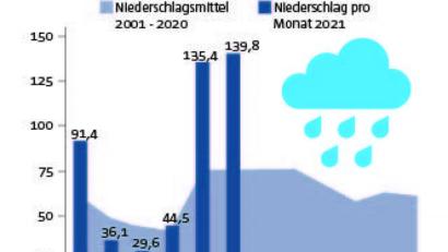 Grafik: NT/AZ
Im Mai und Juni diese Jahres regnete es in Störnstein fast doppelt so viel wie im langjährigen Mittel.