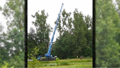 Bild: gf
Mit Hilfe eines Autokrans wurden in Amberg vier vom Sturm beschädigte Pappeln gefällt.