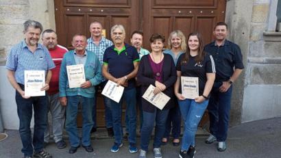 Bild: bey
Viele Mitglieder wurden bei der Jahreshauptversammlung für ihre langjährige Mitgliedschaft geehrt, darunter auch Erwin Voit (3. von links) als Gründungsmitglied.