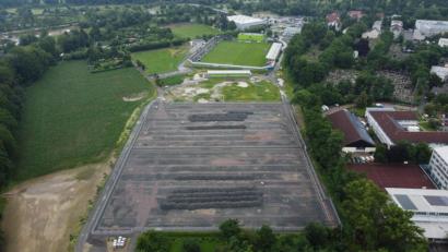 Bild: Gustl Beer
Hier entstehen die beiden Kunstrasenplätze für die SpVgg SV Weiden. Eine Luftaufnahme aus dem Juli 2021.