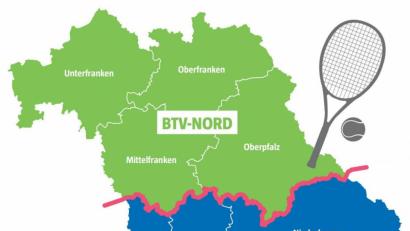 Grafik: Gold
Die künftige Einteilung Bayerns in die zwei Tennis-Regionen Nord und Süd.