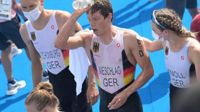 Archivbild: Sebastian Gollnow/dpa
Die deutsche Mixed-Staffel kam als Sechste ins Ziel.