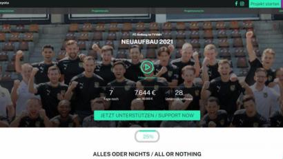 Screenshot: www.fairplaid.org/fcamberg (ref)
Der Link auf der Homepage des FC Amberg führt zum aktuellen Stand der Crowdfunding-Aktion. Nur 25 Prozent der erhofften Summe sind bisher eingegangen.