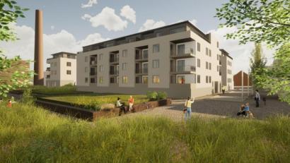 Grafik: Architekturbüro Kuchenreuther
Zentrumsnah, aber doch im Grünen sollen 47 Wohnungen am Auenpark in Marktredwitz entstehen.