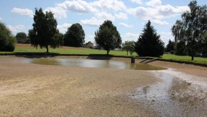 Bild: kro
Nur noch wenig Wasser führte am Wochenende der Konnersreuther Badeweiher - der Grund war nach Angaben von Bürgermeister Max Bindl ein technisches Problem.