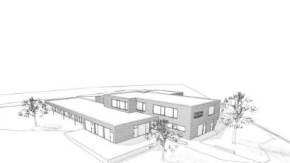 Bild: Büro Kuchenreuther/exb
Der Bauantrag für das neue Johanniter-Kinderhauses ist in der jüngsten Sitzung des Stadtrats gebilligt worden. Im Bild die Ansicht vom Stationsweg aus.