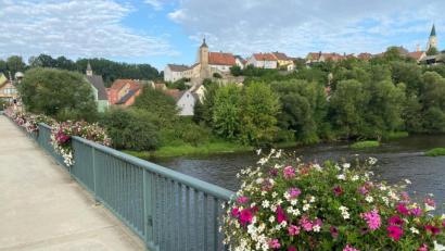 Bild: Wilhelm Amann
Schöne Blumenkästen an der Naabbrücke lassen den Hauptzugang zur Stadt freundlicher erscheinen.