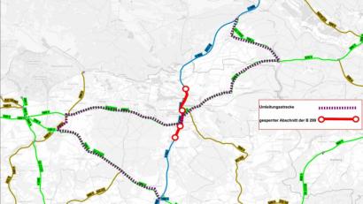 Bild: bas-nolls
Dieser Plan des Staatlichen Bauamts zeigt, welche Einschränkungen die Bauarbeiten für Verkehrsteilnehmer mit sich bringen.