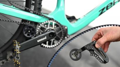 Symbolbild: Felix Kästle
Ein Mountainbike mit Gates-Riemenspanner.