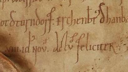 Bild: mma
Die erste Nennung Hahnbachs in dieser Urkunde aus dem Kloster Michelfeld datiert vom 6. November 1121.