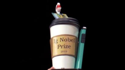 Archivbild: Elise Amendola/dpa
Archivfoto von einem Ig-Nobelpreis aus dem Jahr 2019.