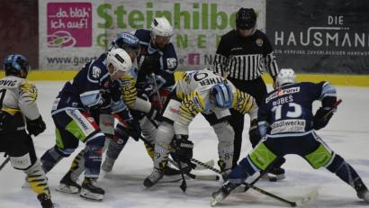 Bild: gb
Die Blue Devils Weiden (blaue Trikots) verloren am Sonntag das Vorbereitungsspiel gegen die Bayreuth Tigers mit 3:5.
