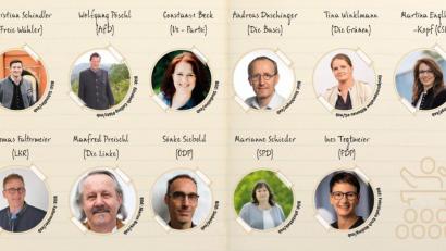 Grafik: Marina Gube
Im Vorfeld der Bundestagswahl baten wir die Direktkandidaten aus dem Wahlkreis Schwandorf, auf zehn Fragen in unserem Freundebuch zu antworten.