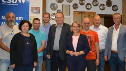 Bild: u
Jeweils einstimmig gewählt wurden die Mitglieder des Massenrichter CSU-Vorstandes (von links): Herbert Rauch, Gisela Luber, Schriftführer Florian Wisneth, stellv. Vorsitzender Hubert Fick, Vorsitzender Josef Luber, CSU-Bundestags-Direktkandidatin Susanne Hierl, stellv. Vorsitzender Dieter Kohl, Schatzmeister Michael Fellner und Bürgermeister Hermann Falk.